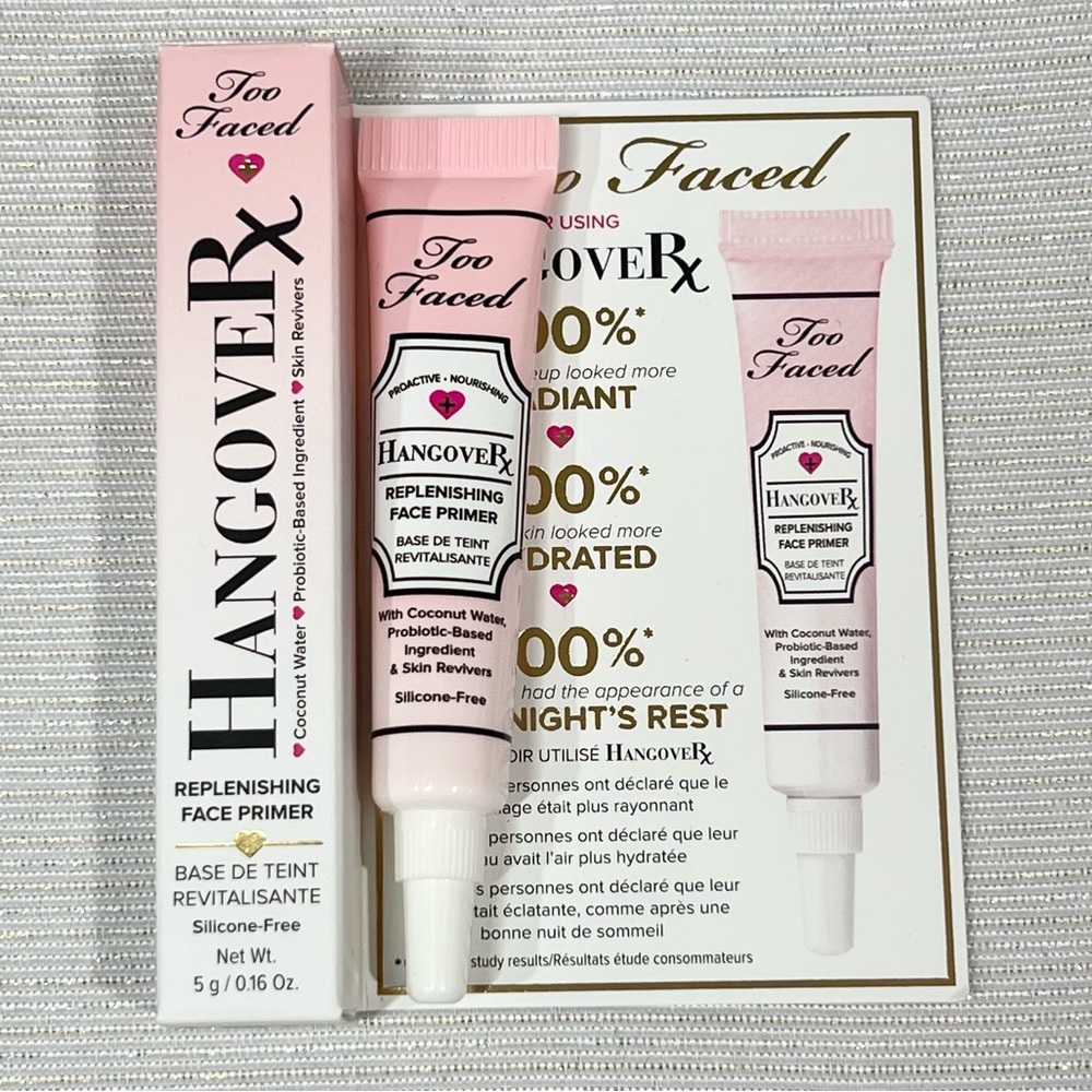 New In Box - Too Faced HangoverRX  Replenishing Face Primer Travel Size 0.16 Oz.